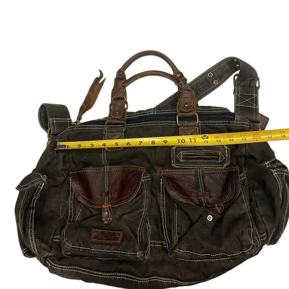 Bed stu military style leather/canvas bag